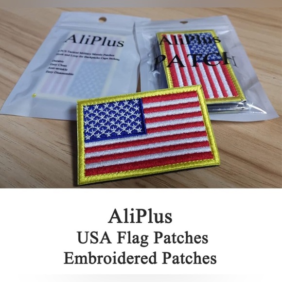 2 PCS AliPlus America US Flag Patches Embroidered Tactical Military Morale Patch - Picture 2 of 5